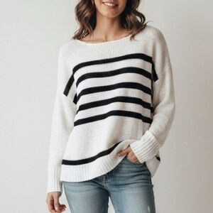Workshop Republic Clothing Striped Knit Pullover Crewneck Sweater Classic Cozy